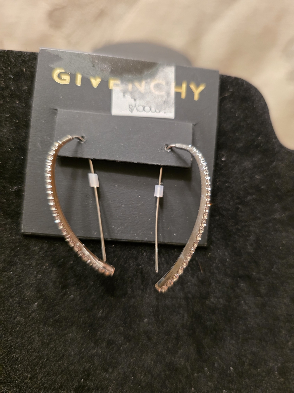 #437 Givenchy Gold Tone & Crystal-Trim Hoop Earrings
